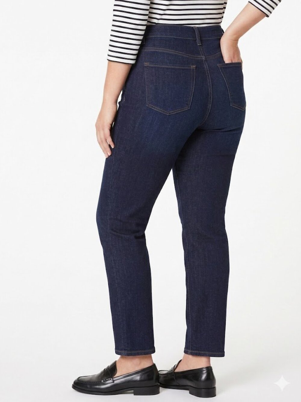 SPANX Slim Straight Ankle Jeans SpanxSculpt Size 12 US Dark Indigo Like New